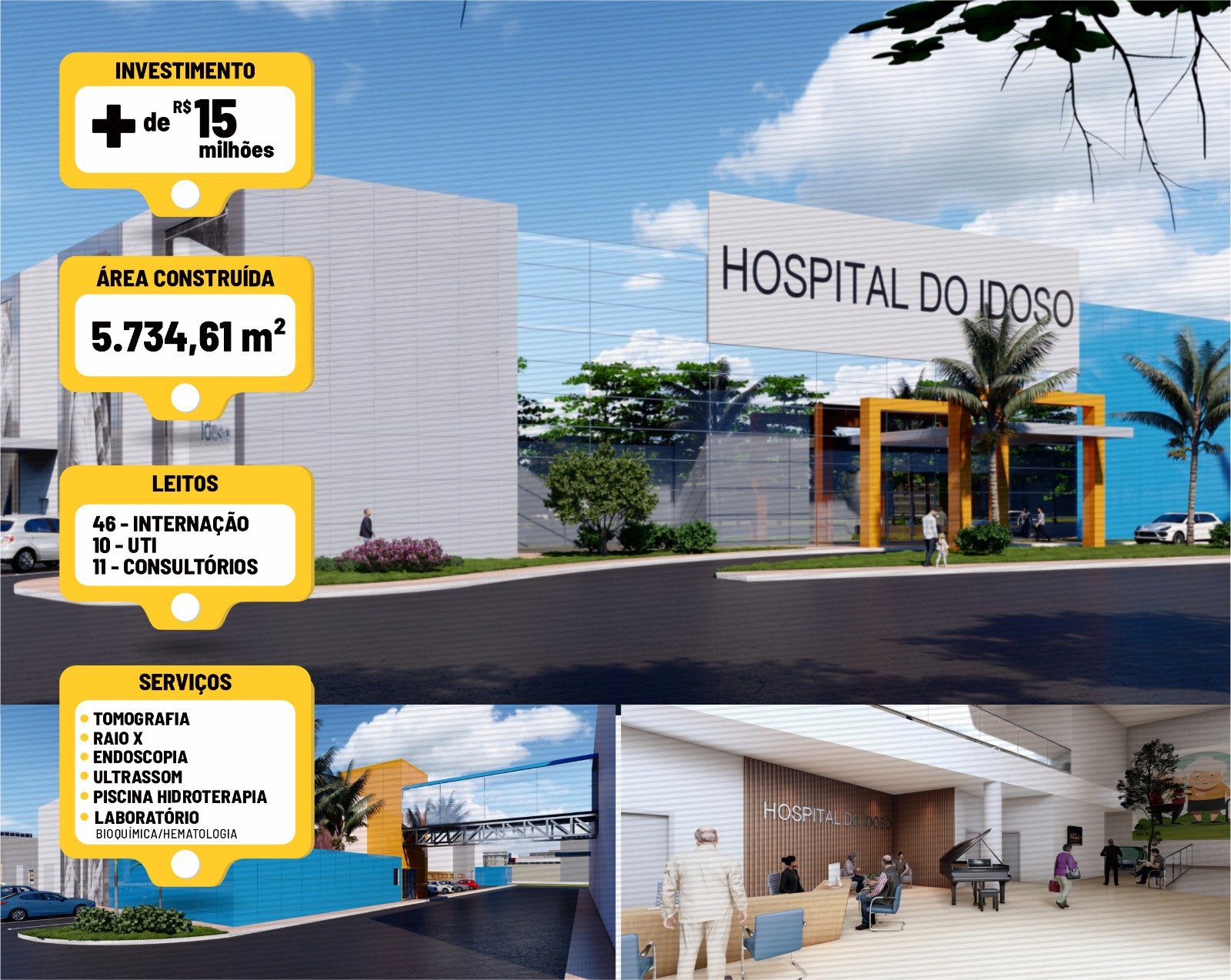 Hospital do Idoso contará com 56 leitos e investimento de mais de R$ 15 milhões