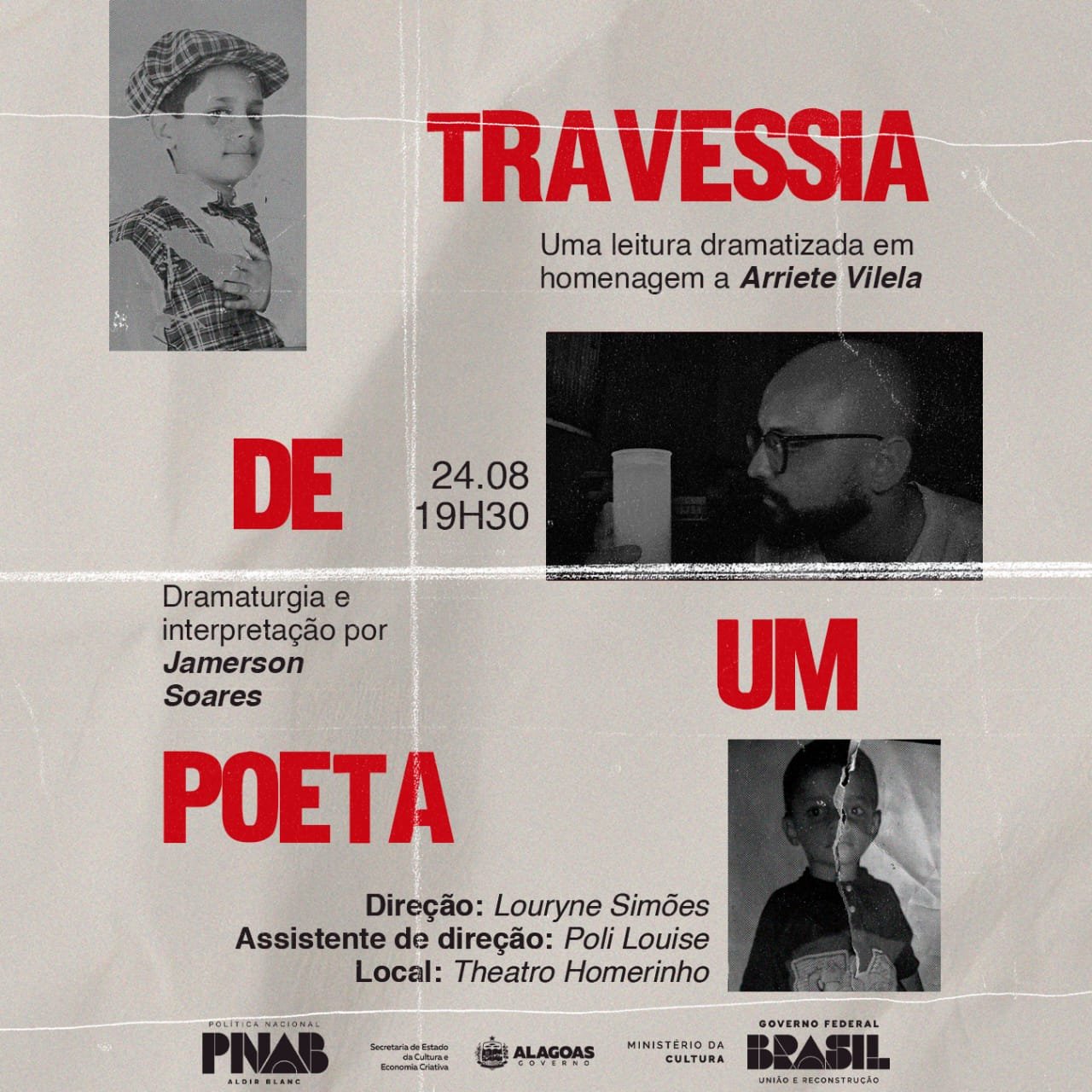 Peça inspirada na obra poética de Arriete Vilela chega ao palco do Theatro Homerinho neste domingo