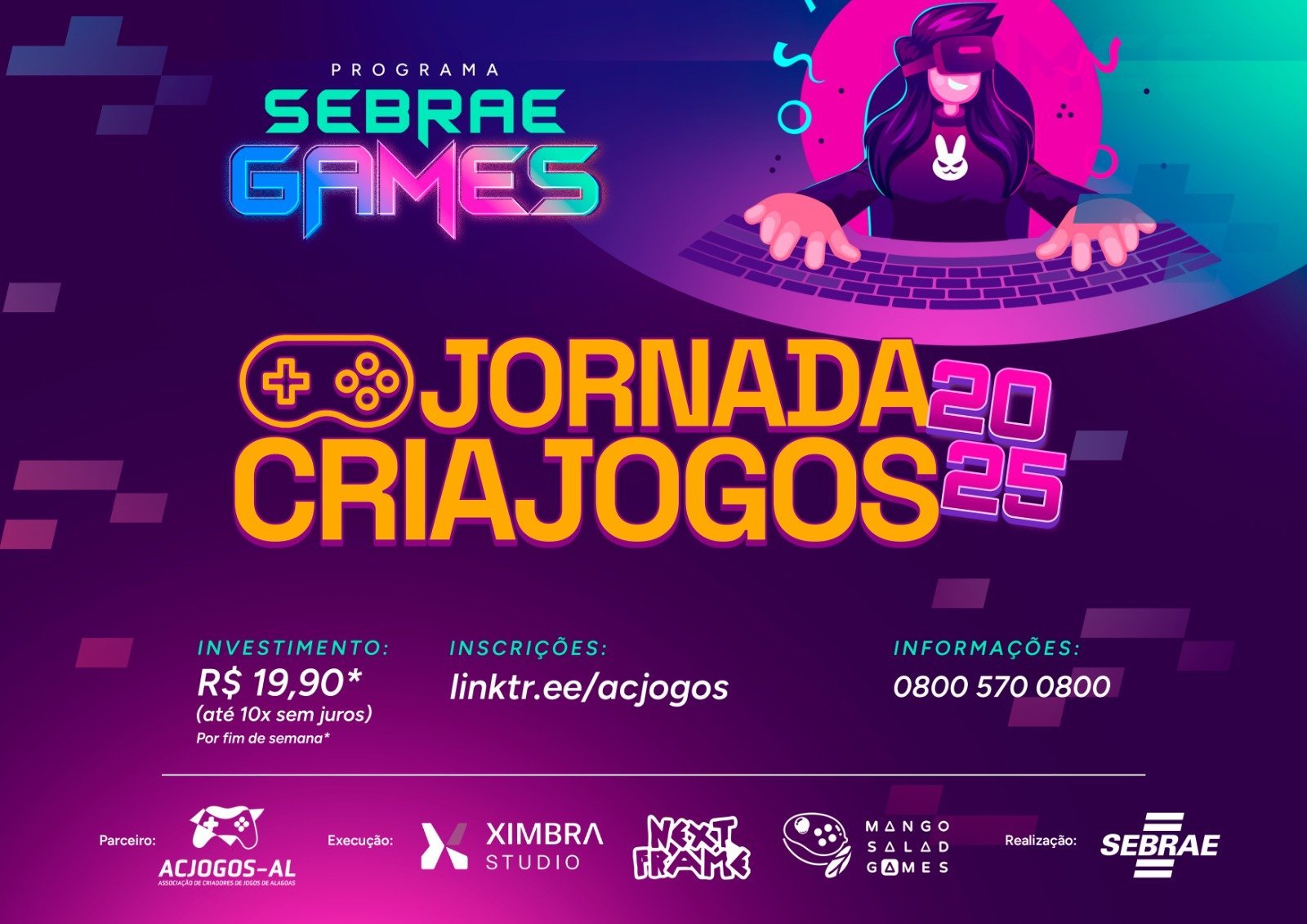 Jornada CriaJogos 2025 abre inscrições com capacitação intensiva para o mercado de games em Alagoas