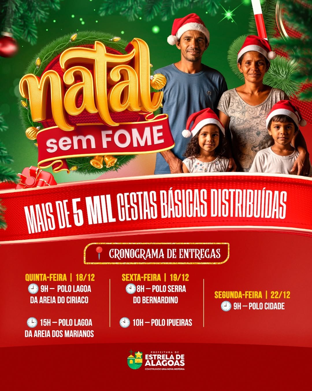 Natal Sem Fome leva dignidade e esperança a milhares de famílias em Estrela de Alagoas