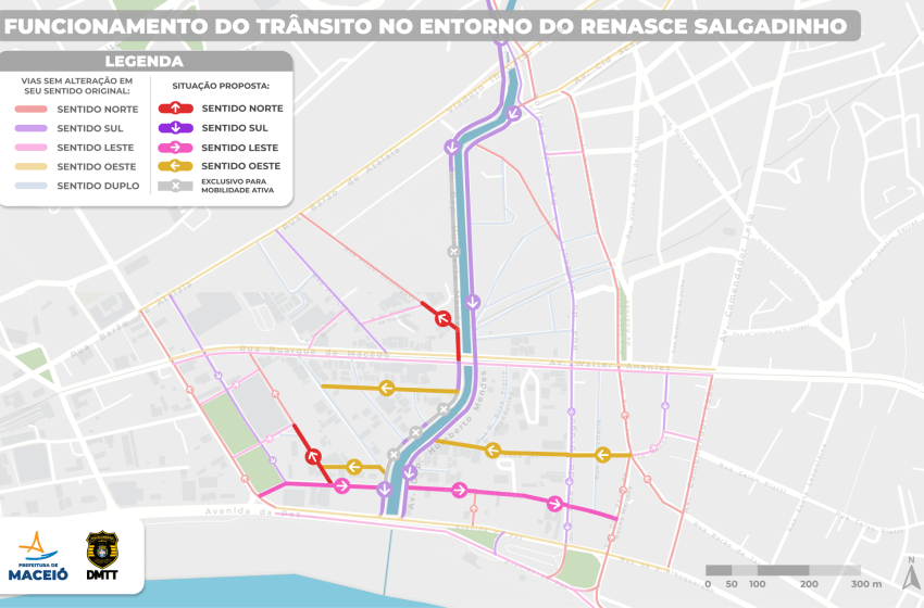 Mudanças no trânsito entram em vigor no entorno do Riacho Salgadinho, em Maceió