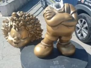 Estátua de Milena, 1ª protagonista negra da Turma da Mônica, tem cabeça arrancada em SP