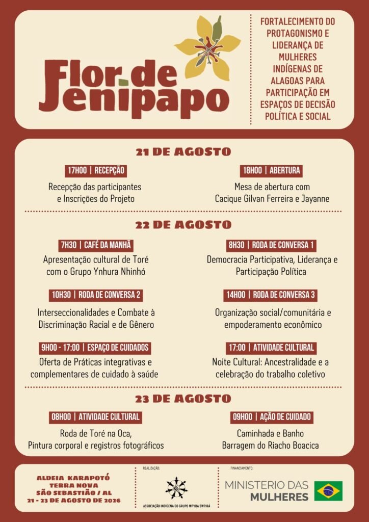 Aldeia Karapotó recebe 4º Encontro do Projeto Flor de Jenipapo em São Sebastião