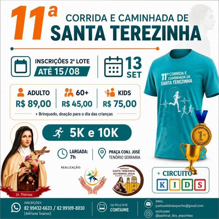 11ª Corrida e Caminhada de Santa Terezinha reúne esporte, solidariedade e fé em Maceió