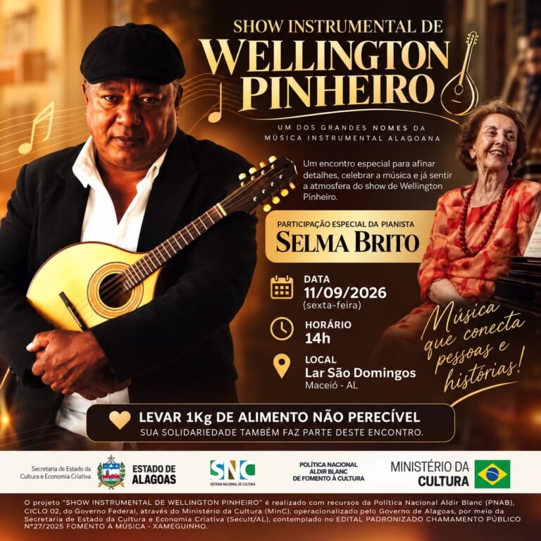 Maceió recebe show instrumental de Wellington Pinheiro nesta sexta-feira