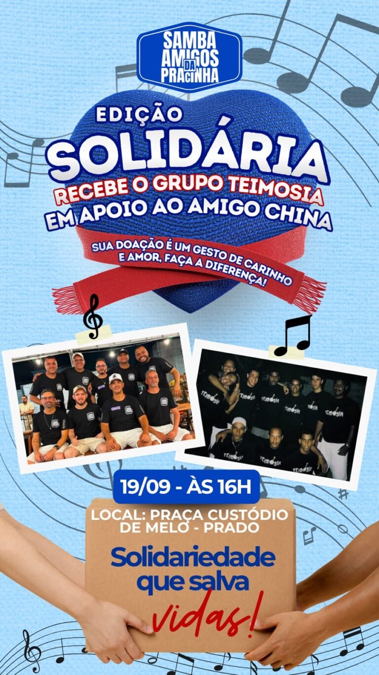Samba Amigos da Pracinha promove edição solidária em apoio ao músico China