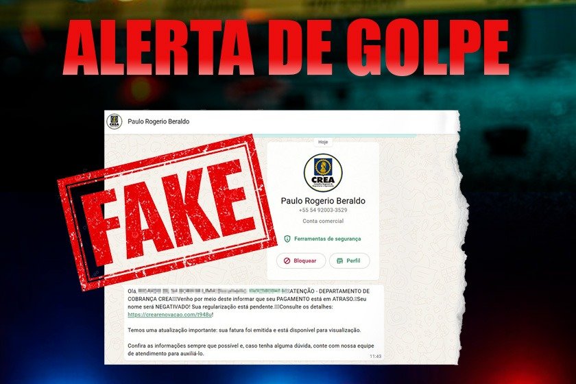 Crea-AL alerta profissionais sobre golpe com falsa cobrança enviada pelo WhatsApp