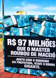 Caixas com dinheiro espalhadas por Maceió questionam destino de R$ 97 milhões do Iprev no Master