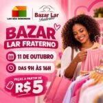 Bazar Lar Fraterno acontece no domingo (11) em Maceió com peças a partir de R$ 5