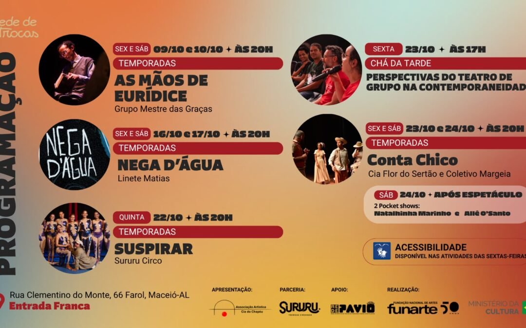 Cia do Chapéu promove espetáculos gratuitos em outubro com artistas de Maceió e do interior
